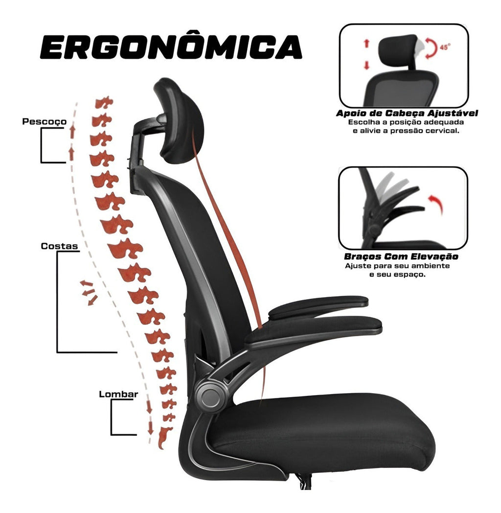 Kit 2 Cadeira De Escritório Giratória Preta Com Rodinhas Cor Preto